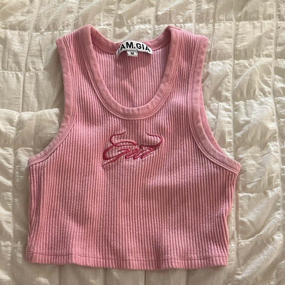 I.AM.GIA Pink Ribbed Tank Top